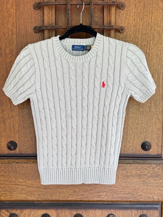 Polo Ralph Lauren Sweaters - Polo by Ralph Lauren Light Green Knit Short-Sleeve Sweater Sise XS,